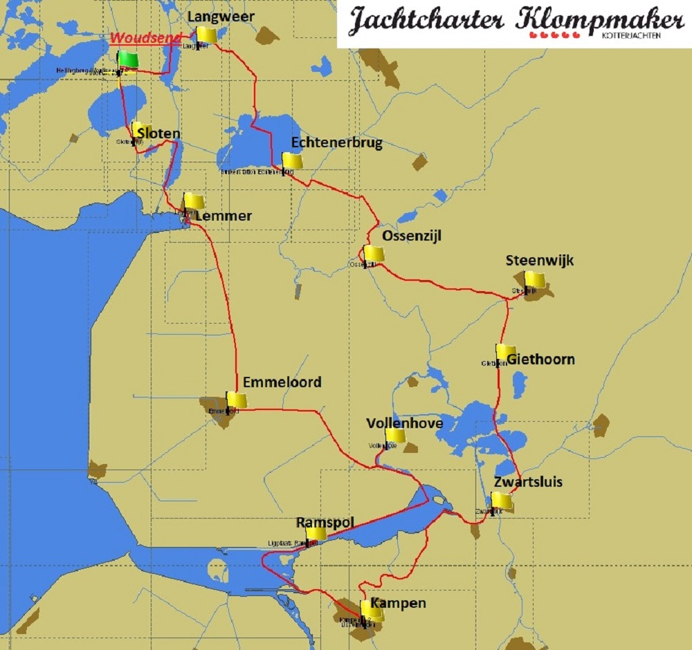 Fahrtroute Friesland und Overijssel