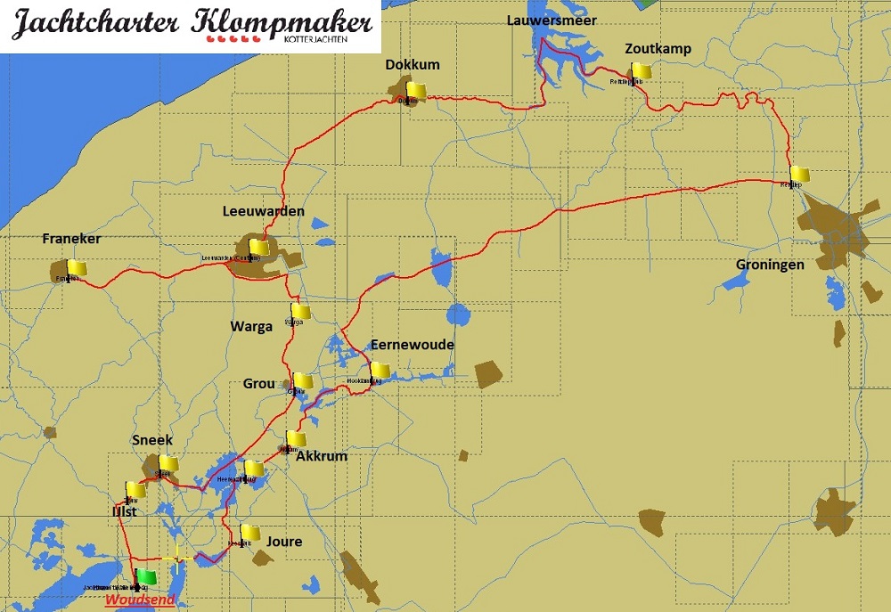 Vaarroute Elfstedentocht Noordelijke route