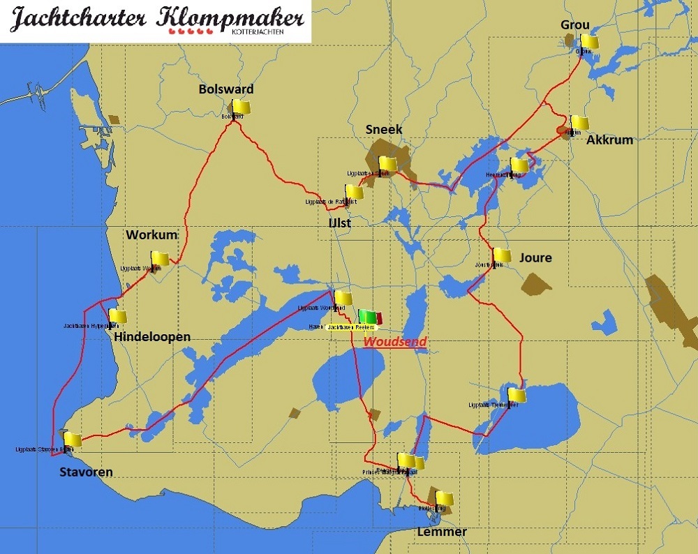 Vaarroute Elfstedentocht Zuidelijke route